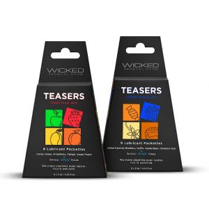Teasers 051722 teasers fruit Wicked Sensual Care lube sample pack