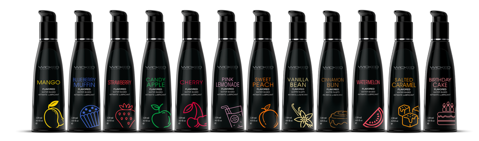 WSC_WebBanner-FlavLineUp Wicked Sensual Care lube flavors